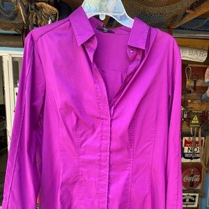 Boss l/s button blouse with hidden placket closure in front of blouse.